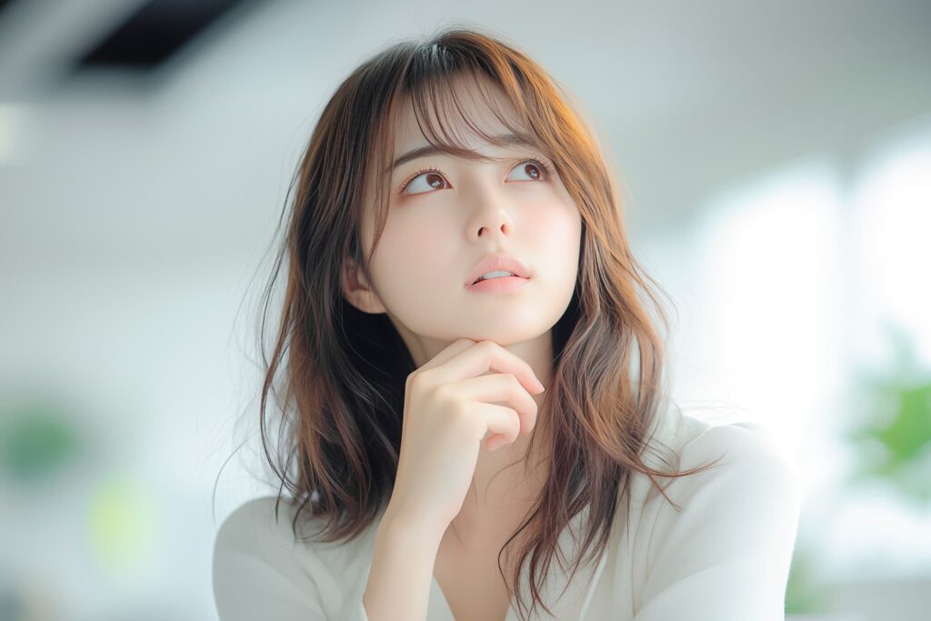 審美歯科治療に保険は適用されるのか考える女性