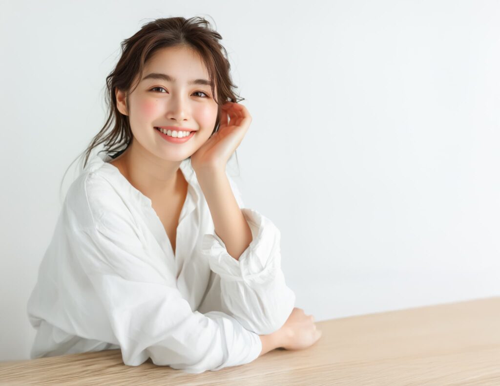 綺麗な口元で笑う女性