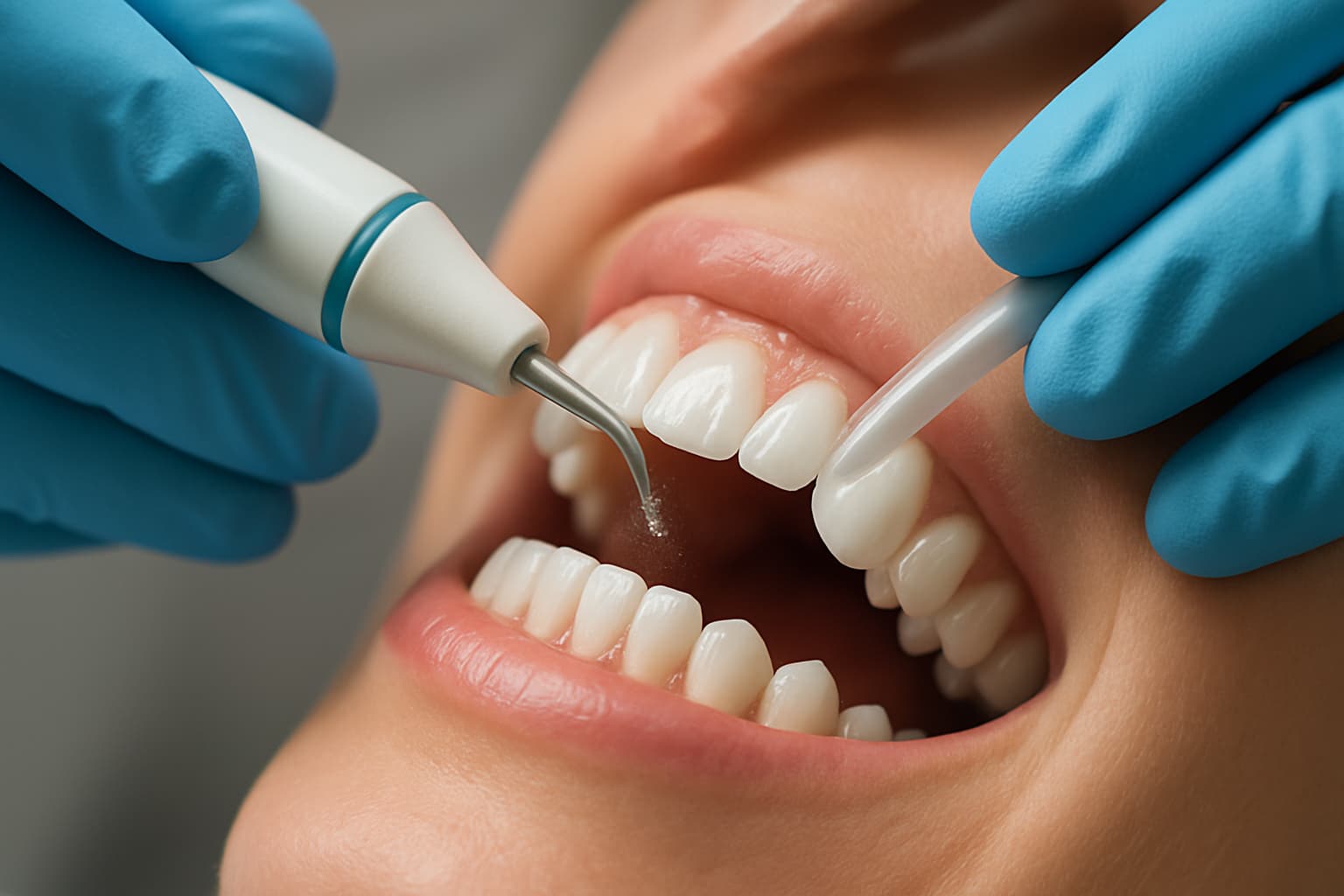 プラークを効果的に除去するため歯科医院を受診する女性